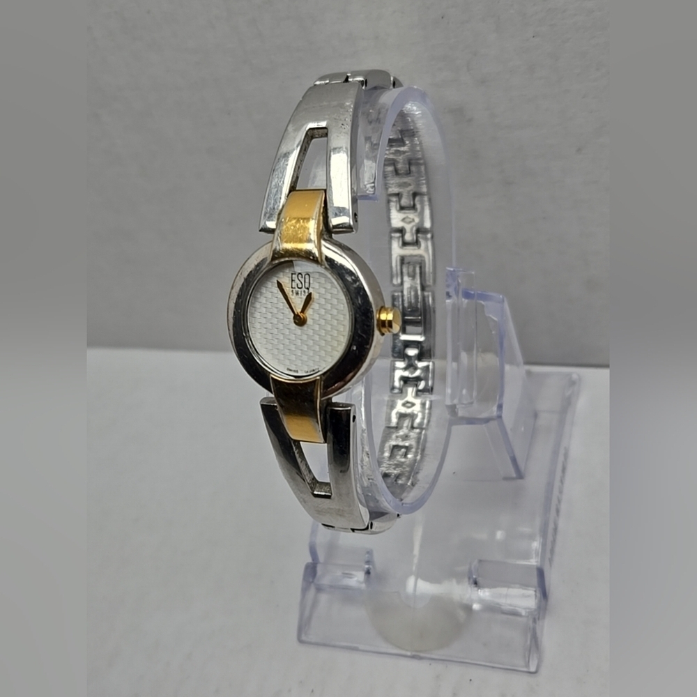 Womens ESQ Swiss By Movado Watch Gold Silver Two Toned E5224 New Battery Dainty - Picture 2 of 8